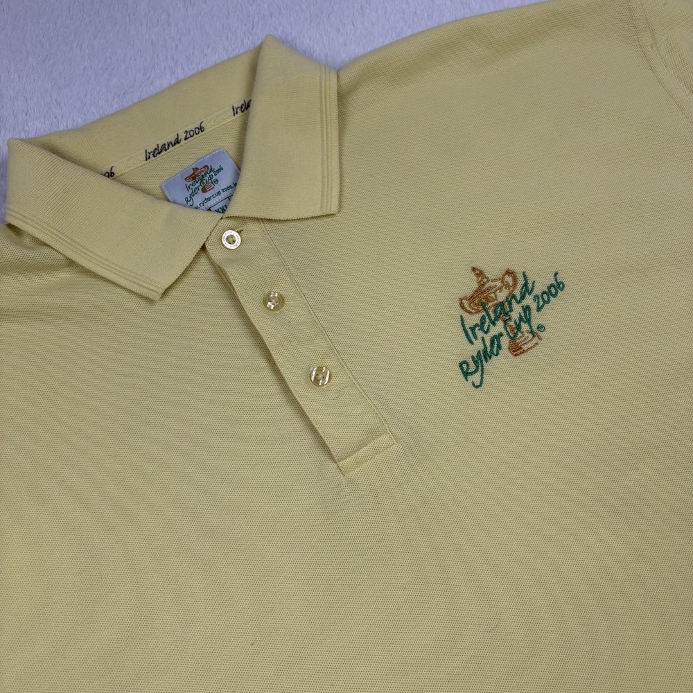Vintage Ryder Cup Polo Shirt Mens 2XL Yellow Short Sleeve Ireland 2006 Logo